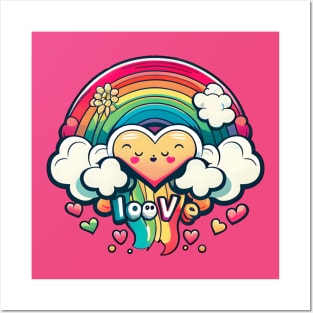 Loove Valentines Rainbow Heart lgbtq Posters and Art